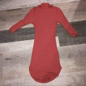 Pink mock neck quarter long sleeve t-shirt dress